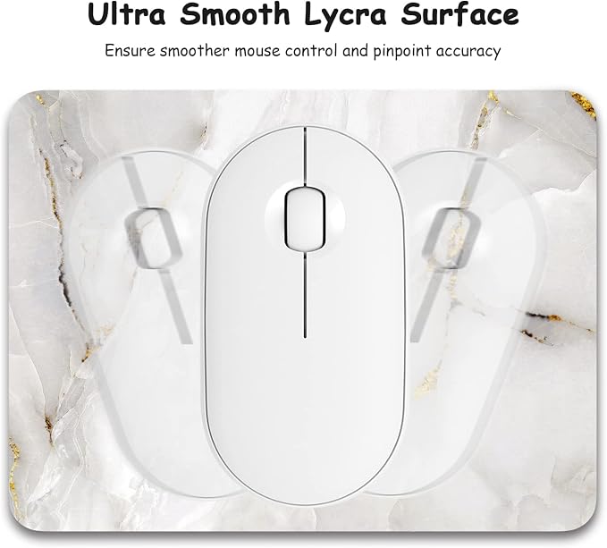 Dapesuom Small Mouse Pad, 6 x 8 Inch Thick Rubber Premium-Textured Non-Slip Portable & Washable Mini Mouse Mat for Women Men Wireless Laptops Keyboard Tray Gaming Computer Office Travel, White Marble