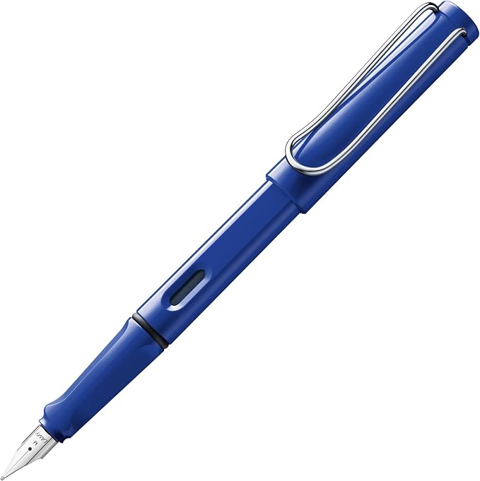 LAMY safari blue - Fountain Pen with ergonomic grip & polished steel nib in size EF - ideal for any Writing & Calligraphy - including LAMY T 10 blue cartridge - Right-Handed
