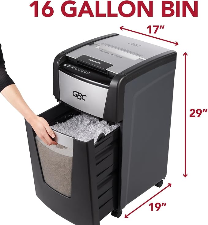 GBC 300M Paper Shredder, Auto Feed+, 300 Sheet Capacity, Micro-Cut, Office Shredding (WSM1757609)