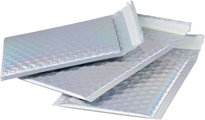 100 PCS 5 x 6 Inch Metallic Bubble Mailers, Silver Padded Mailing Envelopes, Practical Self Seal Aluminum Film Shipping Envelopes for Packing, Mailing