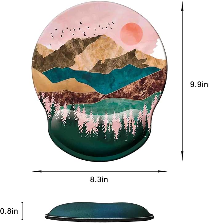 Mouse Pad with Wrist Support, Ergonomic Mouse Pad with Memory Foam Wrist Rest Cushion, Non-Slip Rubber Base Gaming Mice Pad for Home Office Computer Laptop, Sunrise