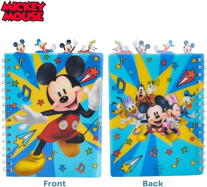 Innovative Designs Disney Mickey Mouse Journal Notebook, Spiral Bound, 96 Lined Pages, 8 x 7 inches, Blue