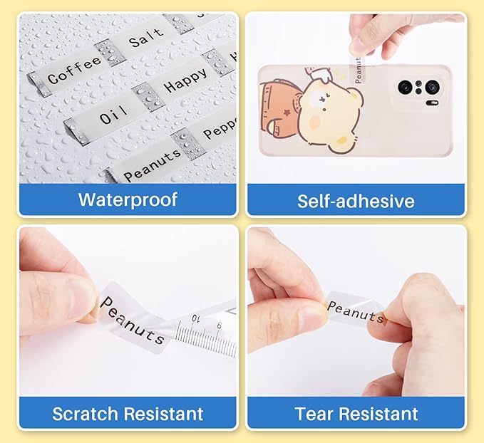 Phomemo D30 Label, 3 Roll D30 Transparent Label,0.55" x 1.18" Adhesive Clear Thermal Stickers,210 Pcs/Roll,Suitable for Kitchen,Office,Home,School, Name and More