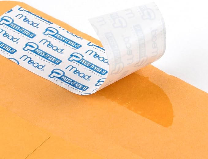 Mead Envelopes, Letter Size, 6" x 9", Press-It Seal-It Self Adhesive Closure, Brown Kraft All-Purpose 24-lb Paper Mailing Envelopes, 30 Count (76084) (Pack of 12)