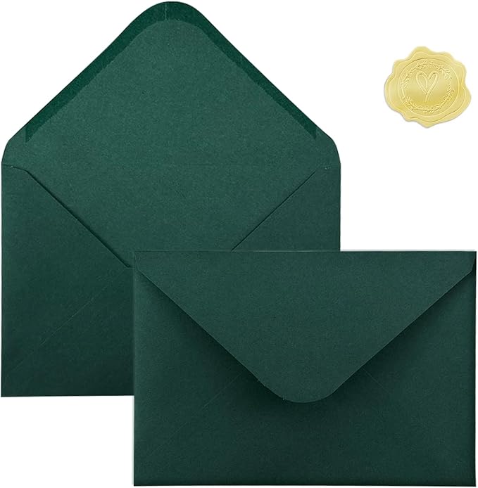 50 PCS Dark Green Colorful A4 Envelopes,4x6 Envelopes for Invitations | 4x6 Envelopes for Greeting Cards, Great for Invitations, Wedding Invitation, Birthday, Baby Shower, Graduation