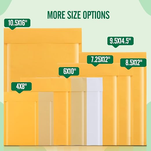 Fuxury Kraft Bubble Mailers 4x8" Brown Padded Envelopes 50 Pack Usable 4x7" | Strong Adhesion Self Seal Bubble Envelopes Waterproof Cushioned Mailers Packaging for Small Business,Bulk #000
