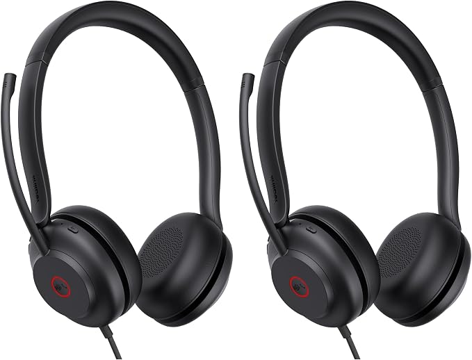 Yealink UH35 Wired Headset,USB-A,AI Noise Canceling Mic,Call Control,On-Ear (Pack of 2)