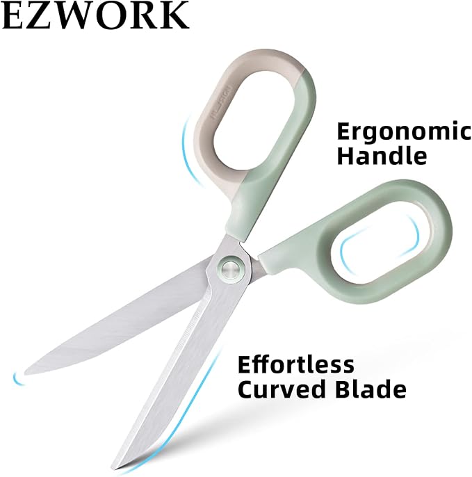 Multipurpose Scissors, Comfort-Grip Handles Sharp Scissors for Office Home School Craft Sewing Fabric Supplies (6", Green)
