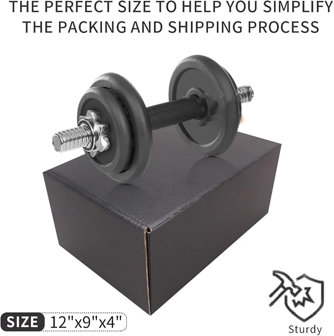 12"x9"x4"Shipping Boxes,10Pcs Black Corrugated Cardboard Boxes. | Come with 10 Thank You Stickers,Suitable E-Commerce Packaging, Shipping Packaging etc.