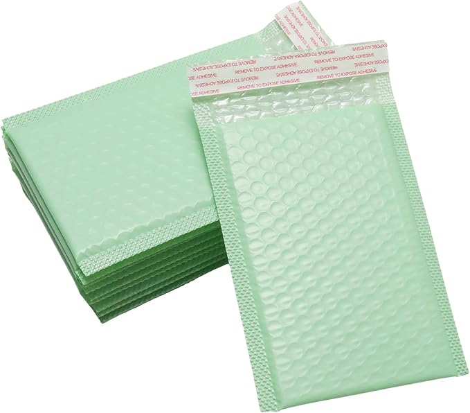 5x7 Inch Self Seal Adhesive Poly Bubble Mailers 10 Pcs Green Waterproof Shipping Bags for Mailing Packaging