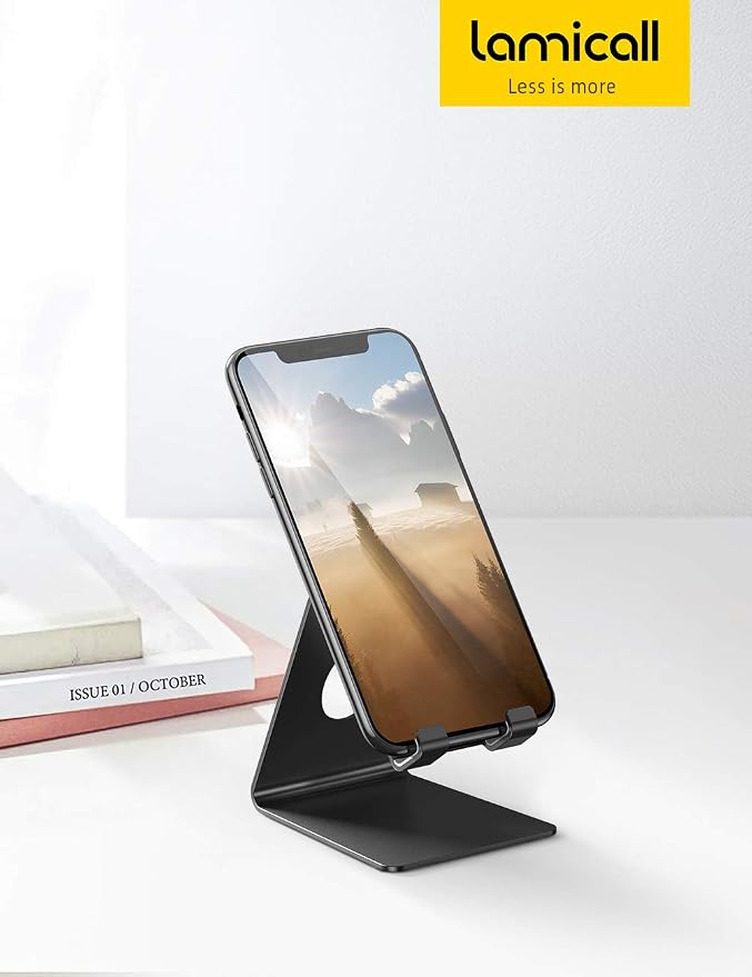 Lamicall Cell Phone Stand, Phone Dock: Cradle, Holder, Stand for Office Desk - Black