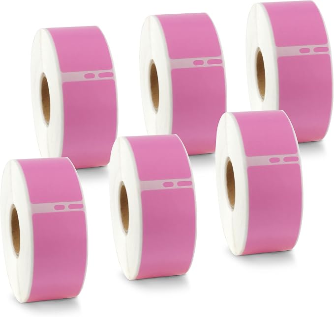 BETCKEY - Compatible DYMO 30252 (1-1/8" x 3-1/2") Address & Barcode Labels - Compatible with DYMO Labelwriter 450, 4XL & Zebra Printers[6 Rolls/2100 Labels, Pink]