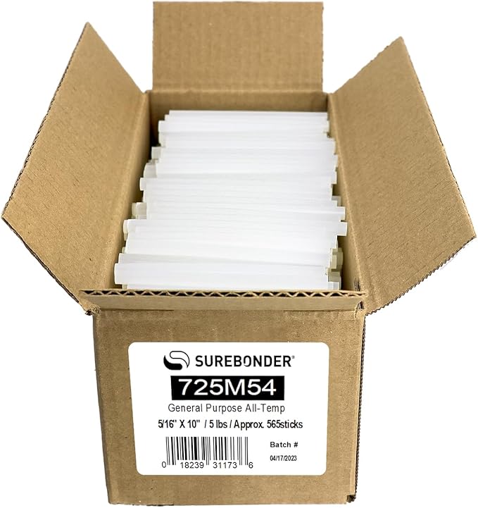 Surebonder Mini Size Clear Dual Temp Hot Glue Sticks – 5 lb Box, Perfect for Crafts, DIY, & All-Purpose Use, Approximately 565 Mini Glue Sticks