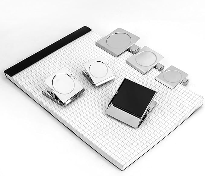 Square Strong Magnetic Clips, 2.3"-6 Pcs, 57 mm, Silver, Refrigerator Magnet Clips, Magnets, Office Supplies, Photo Displays