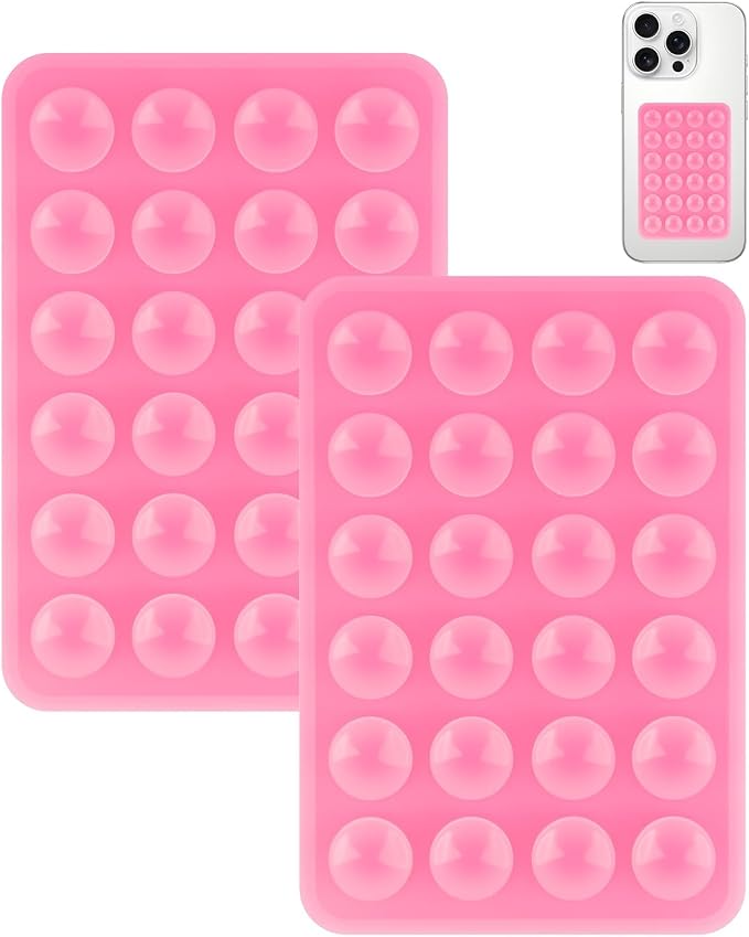 Yojaro 2 Pack Silicone Suction Phone Case Mount, Silicon Adhesive Smartphones Stand Sticky, Non Slip Suction Cup, Hands-Free Phone Accessories Holder for Selfies and Videos Pink
