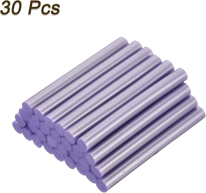 uxcell 30pcs Mini Hot Glue Gun Sticks 4-inch x 0.43-inch High Sticky Large Hot Glue Sticks for Glue Gun, Metallic Purple