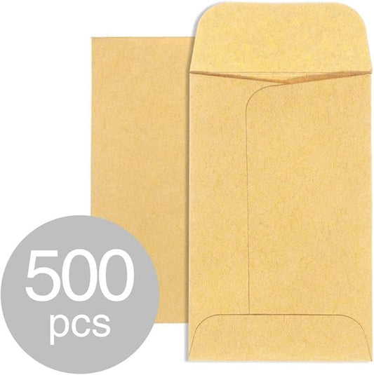 #1 Small Coin Envelopes 500pcs 2-1/4 x 3-1/2 Kraft Mini Key Envelope | Kraft Seed Packets Envelopes Gummed Flap Tip Envelope Brown Paper Mini Envelopes for Coins, Keys, Seeds, Cash Storage