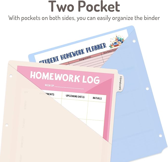 Forvencer 16 Counts Dividers with 2 Pockets, Binder Dividers with Tabs | 8 Tabs Binder Dividers for 3 Ring Binder, School Office Organization, Multicolor, Letter Size, 2 Sets