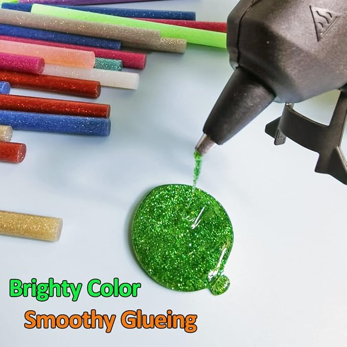 Color Hot Glue Sticks for Hot Glue Gun 50PCS Colored Hot Glue Gun Sticks 10 Colors Colorful Hot Glue Sticks (7mm/10colors，Glitter 50PCS)