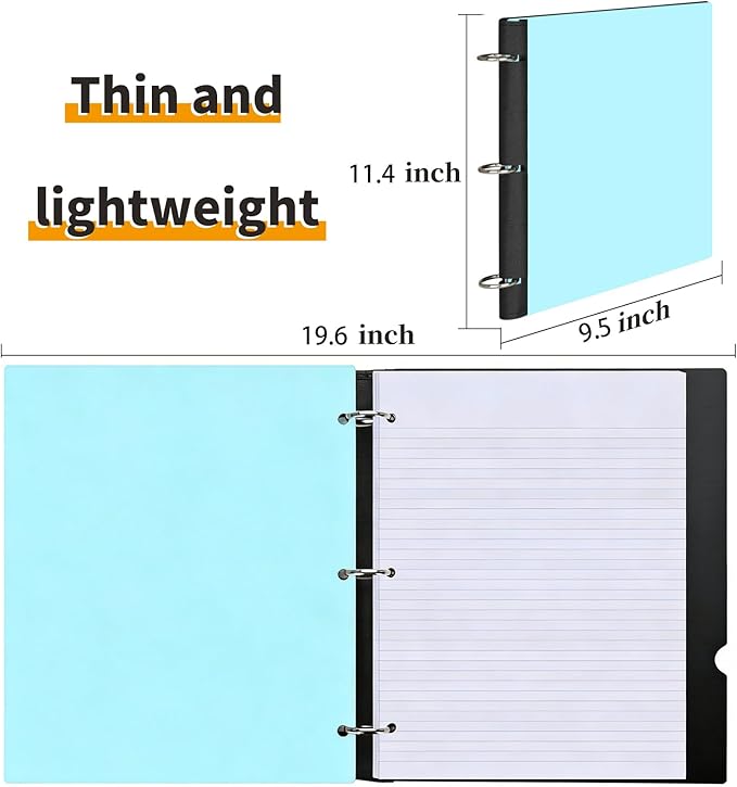 360° Pivotable 3 Ring Binder, Soft 1 inch Binders 3 Ring, Flexible Thin Soft Three Ring Binder Fits 8.5" x 11", for Home, School and Office-Blue