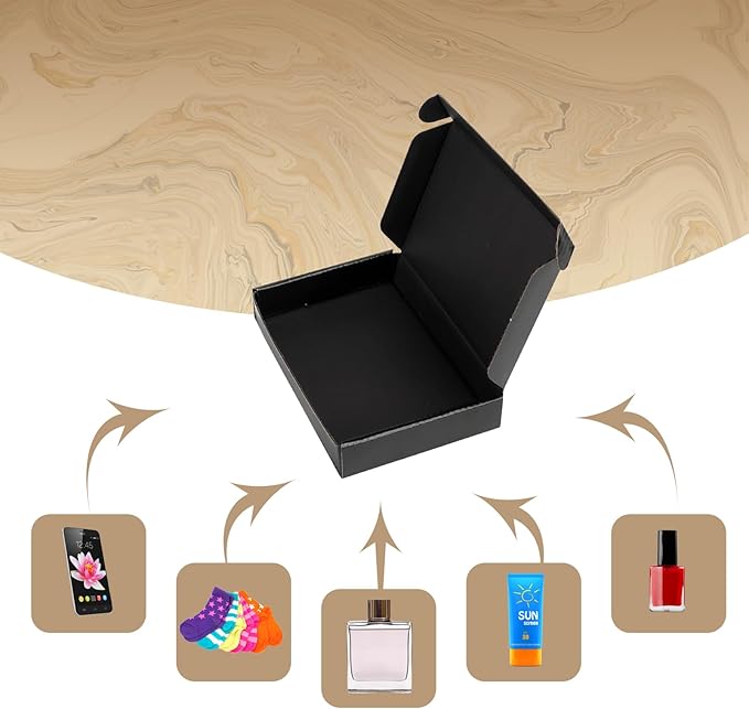 ZBEIVAN 6x4x1 Black Shipping Boxes Set of 50, Corrugated Cardboard Mailer Boxes for Packaging Small Business Mailing Gifts