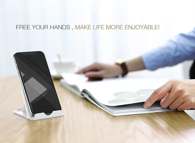 MoKo 2 Pack Cell Phone Stand for Desk, Tablet Stand for 4"-11" Devices | Ultra-light, compact foldable design, fits iPhone, iPad, Galaxy & e-readers, 6 adjustable angles, portrait/landscape viewing
