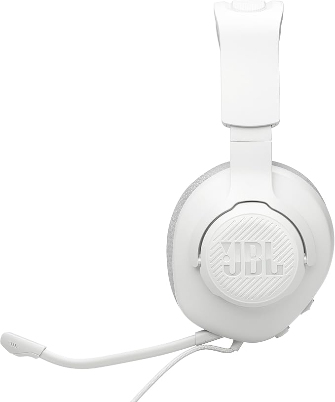 JBL Quantum 100M2 - Wired Over-Ear Gaming Headset with omnidirectional, Detachable mic with Mute Option and Fabric-Covered Memory Foam Ear Cushions, Compatible with All Platforms (White)