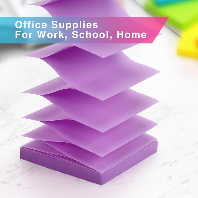 OSBOO Sticky Notes 3x3 Pop Up with 6 Bright Colors, 100 Sheets/Pad | Multicolor Pop Up Self-Stick Notes Pads, 600 Sheets Total, Perfect for Daily Reminders, Study Notes, and Office Memos
