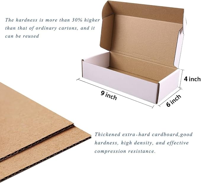 9"x6"x4"Shipping Boxes,5Pcs White Corrugated Cardboard Boxes. | Suitable E-Commerce Packaging, Shipping Packaging etc.