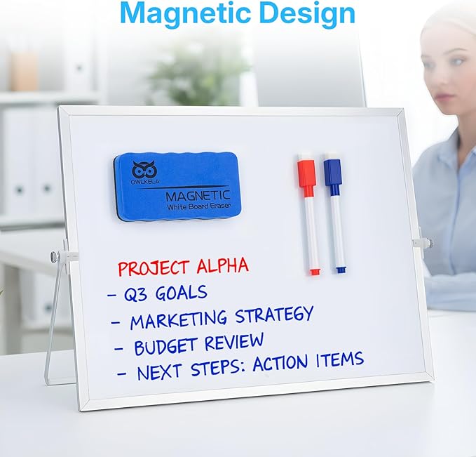 OWLKELA 20 Pcs Colorful Magnetic Erasable Markers for Whiteboard, Dry Erase Markers with Eraser, Low Odor Magnetic Eraser, White Board Markers for Office, Classroom, Home, 8 Color