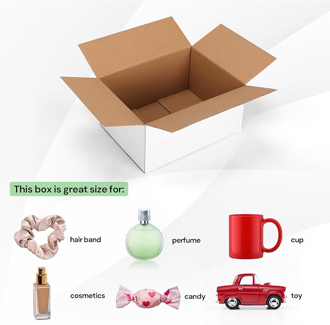Rempry 30 Pack 8x6x4 Shipping Boxes White, Small Corrugated Cardboard Box for Mailing, Packaging Small Business, Kraft Mailer Gift Boxes