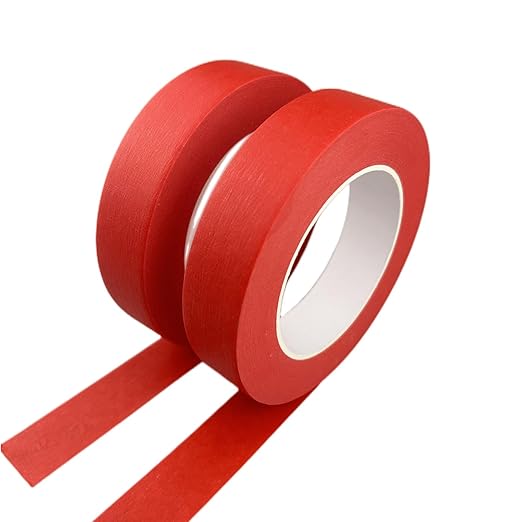 Red Masking Tape, 1 Inch x 55 Yards, 2 Rolls, Painters Tape for Painting, Home, Office, School Stationery, Arts, Crafts, Decoration