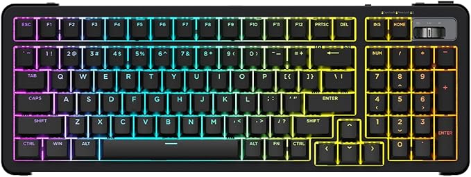 D98 Wireless Mechanical Keyboard, BT/2.4G/USB-C Tri-Mode Hot Swappable with PBT Keycaps, Linear Switches, Gasket Structure, RGB Backlit Gaming Keyboard for Win/Mac/iOS/Android