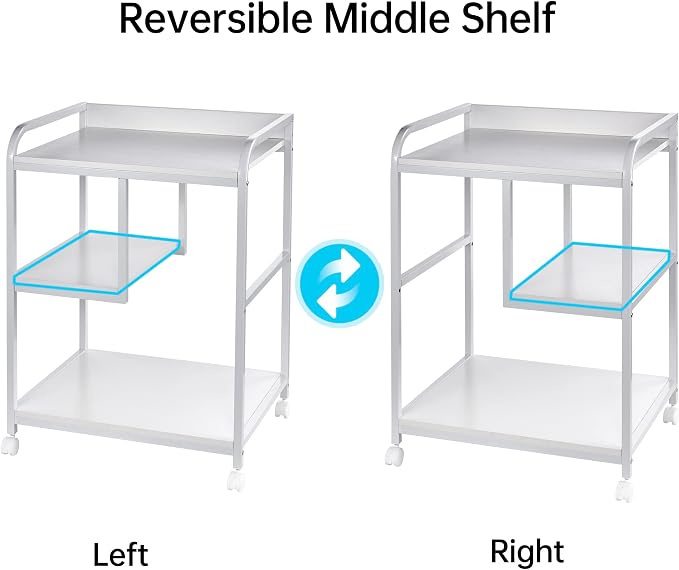 Fannova Large Printer & PC Tower Stand with Wheels for Home Office Storage | Table for 22"x18" Big Size Printer, Rolling Printer Cart with Shelf for Computer Tower CPU Shredder, White Color