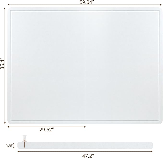 AKTOP Foldable Felt Bulletin Board for Wall, 60x36 inches, White | Large Cork Board Alternative with 25 Pushpins, Decorative Photo Display Board Pin Board 5x3, For Home, Office & School