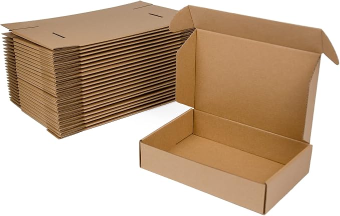 9x6x2 Inches Shipping Boxes Pack of 25, Brown Corrugated Cardboard Boxes for Small Bussiness, Packing and Mailing