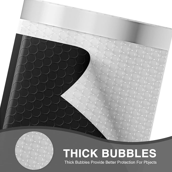 Metronic Small Bubble Mailers 4x8 Inch 100 Pack Black Padded Envelopes | Usable Size 4x7" Self-Seal Shipping Envelopes Cushioning Waterproof Padded Mailers for Small Items, Cards, Supplies
