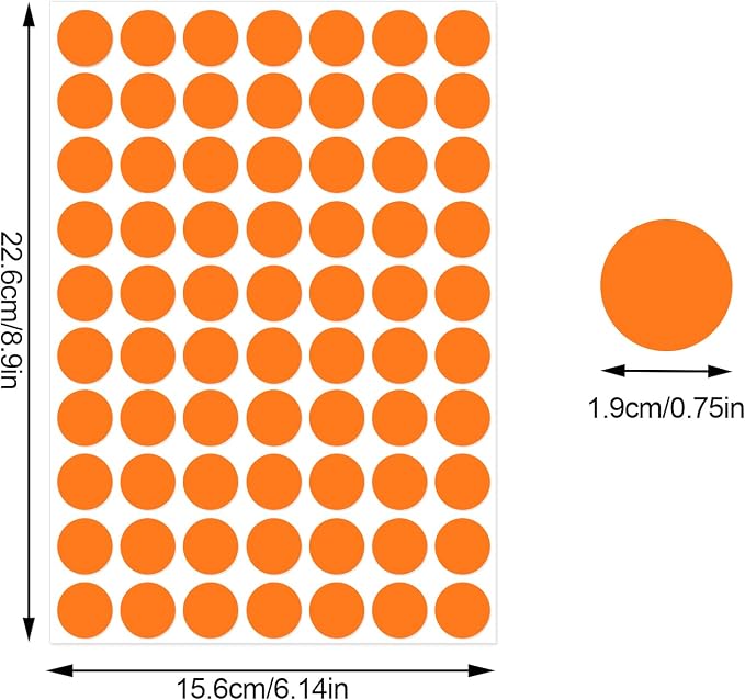 3500 Piece Dot Stickers - 3/4 inch Black Circle Stickers for Office & Classroom (Orange)