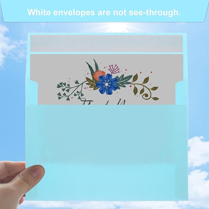 50 Packs Blue 5x7 Envelopes, Blue Envelopes 5x7, A7 Invitation Envelopes Self Seal for Weddings, Invitations, Photos, Greeting Cards, Mailing
