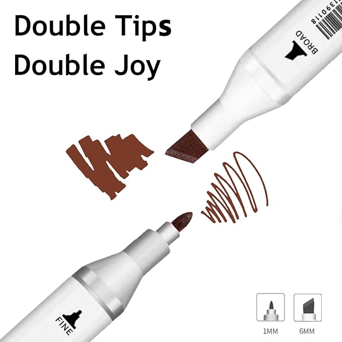 Arhomet 6pcs Brown Alcohol Markers Set, Dual Tips Art Markers Drawing Sketched Double Tipped for Beginner Adults (Brown)