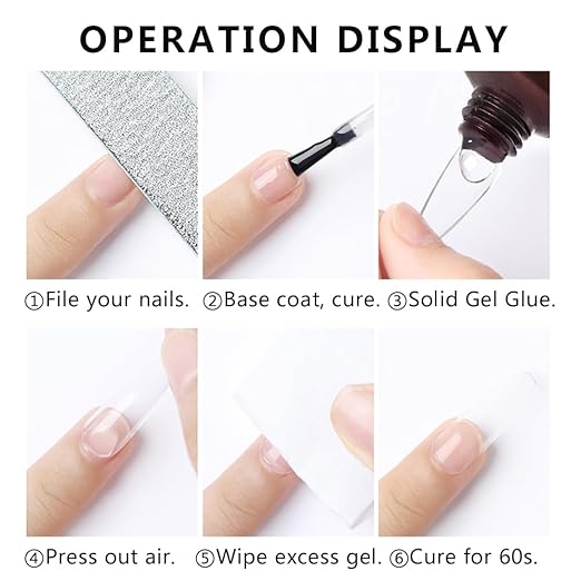 Solid Nail Glue Gel for Soft Gel Nail Tips, 20g Super Strong Nail Glue for Acrylic Nails Extension Press On Nails Fake Nails, Lamp Curing Needed Soak Off Nail Art Salon DIY at Home