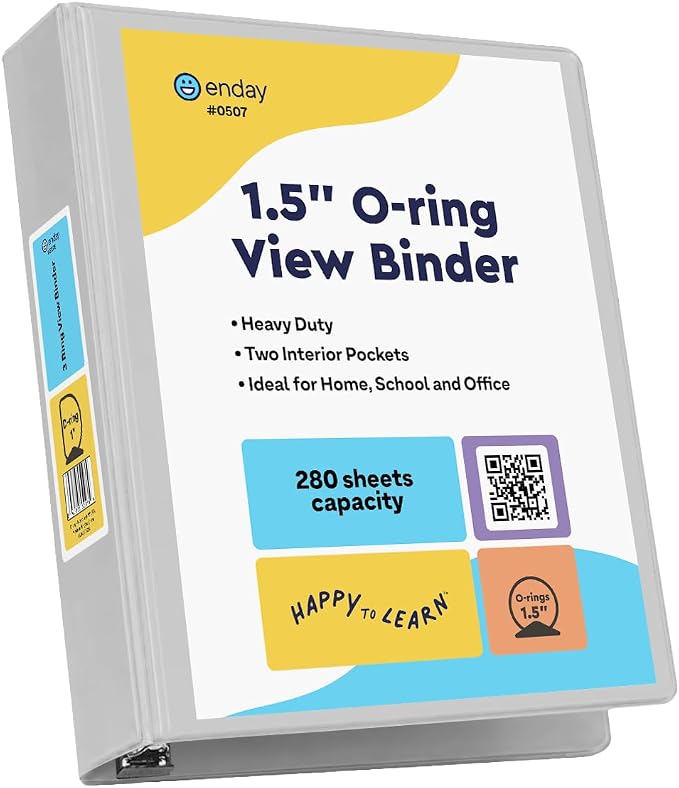 Enday 3 Ring Binder 1.5 Inch, Grey Heavy Duty Three Ring Binder, 325 Sheets Capacity - 1.5 Inch Binder for Home School and Office