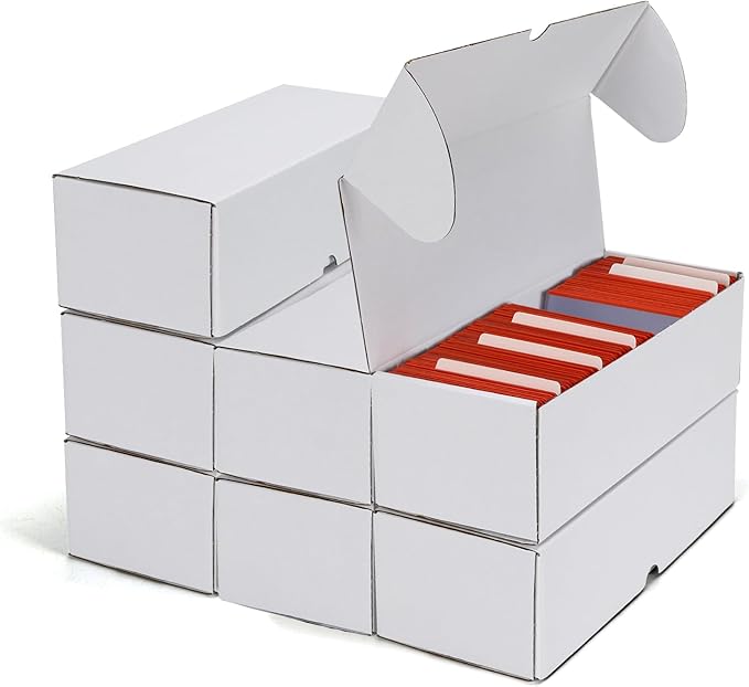 Bulk 200 Capacity Card Toploaders Storage Box, in Total 25 Pack All White Cardboard Shipping Boxes for 5000 Count 35pt 3x4 inch Toploaders or Toploaded Cards