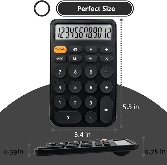 VEWINGL Standard Calculator, 12 Digit Large Display Desktop Calculator with Big Buttons for Office, School, Home & Business