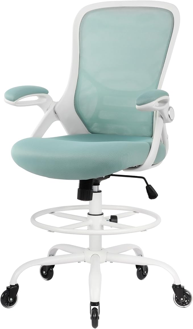 Drafting Chair Tall Office, Ergonomic Standing Desk Stool Adjustable Drafting Chair Big Tall Drafting Office Chair Blue