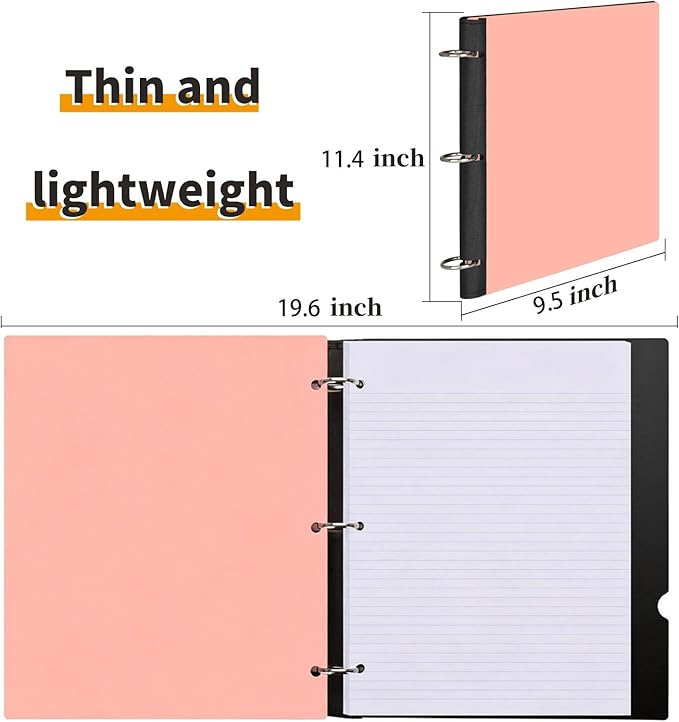 360° Pivotable 3 Ring Binder, Soft 1 inch Binders 3 Ring, Flexible Thin Soft Three Ring Binder Fits 8.5" x 11", for Home, School and Office-Pink