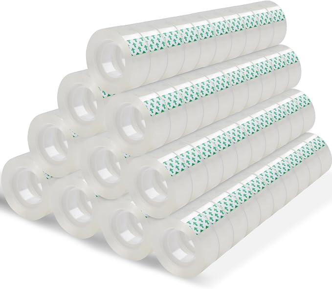 Oleitodh 100 Rolls Transparent Tape Bulk Refills, Clear Tape Dispenser Refill, Invisible Desk Tape Glossy Gift Wrap Tapes for Dispenser, Office, School, Home, 3/4 x 1000 Inches