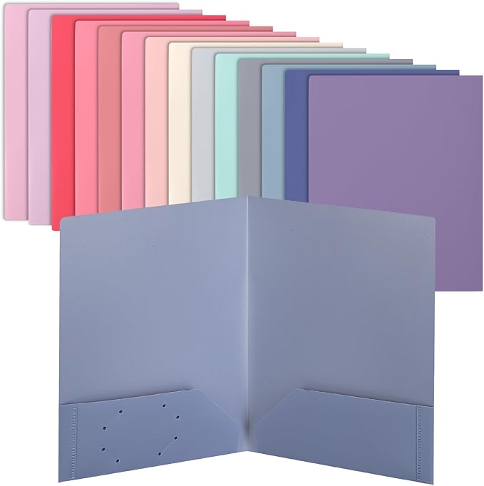 Mr. Pen- Plastic Folders with Pockets, 15 pcs | Aesthetic File Folder with Business Card Slot, 2-Pocket Folder, Back to School, Office, Filing Supplies