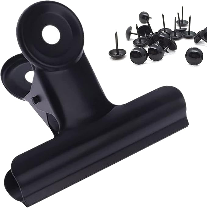 Bulldog Black Metal Binder Clips with Strong Spring - Small, 38 mm, Seal Clamps for Coffee Tea Food Bags, Decorative Clips for DIY Photo Grid