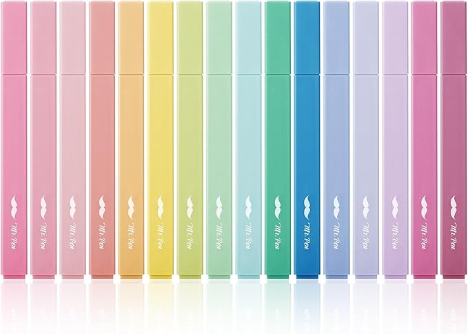 Mr. Pen- Aesthetic Highlighters, 16 pcs, Chisel Tip, Assorted Colors, No Bleed Bible Highlighter Pastel, Pastel Highlighter Set, Bible Highlighters and Pens No Bleed, Bible Markers, Mother's Day